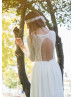 Long Sleeves Ivory Lace Chiffon Bohemian Wedding Dress